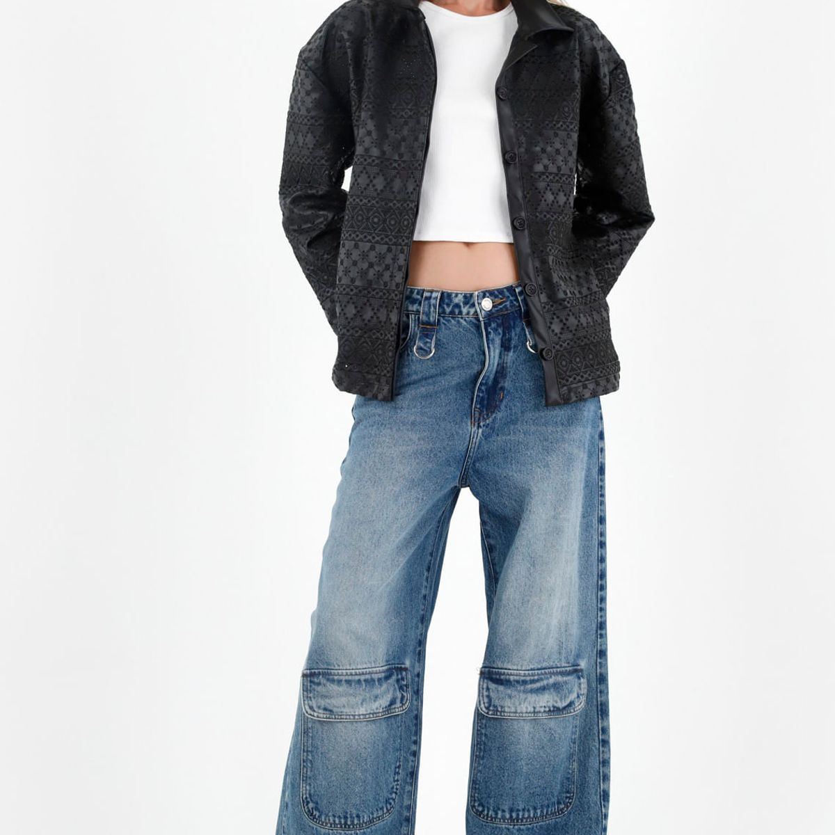 TENNIS - Chaqueta negra tipo camisa para mujer