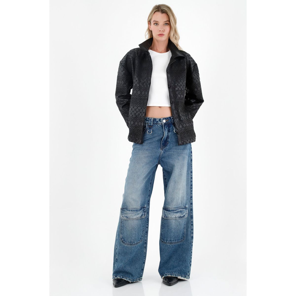 TENNIS - Chaqueta negra tipo camisa para mujer