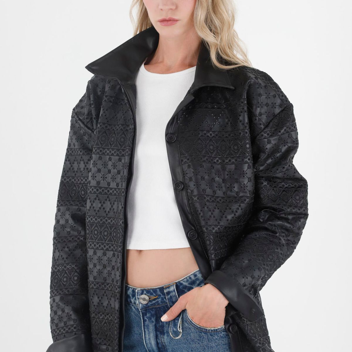 TENNIS - Chaqueta negra tipo camisa para mujer