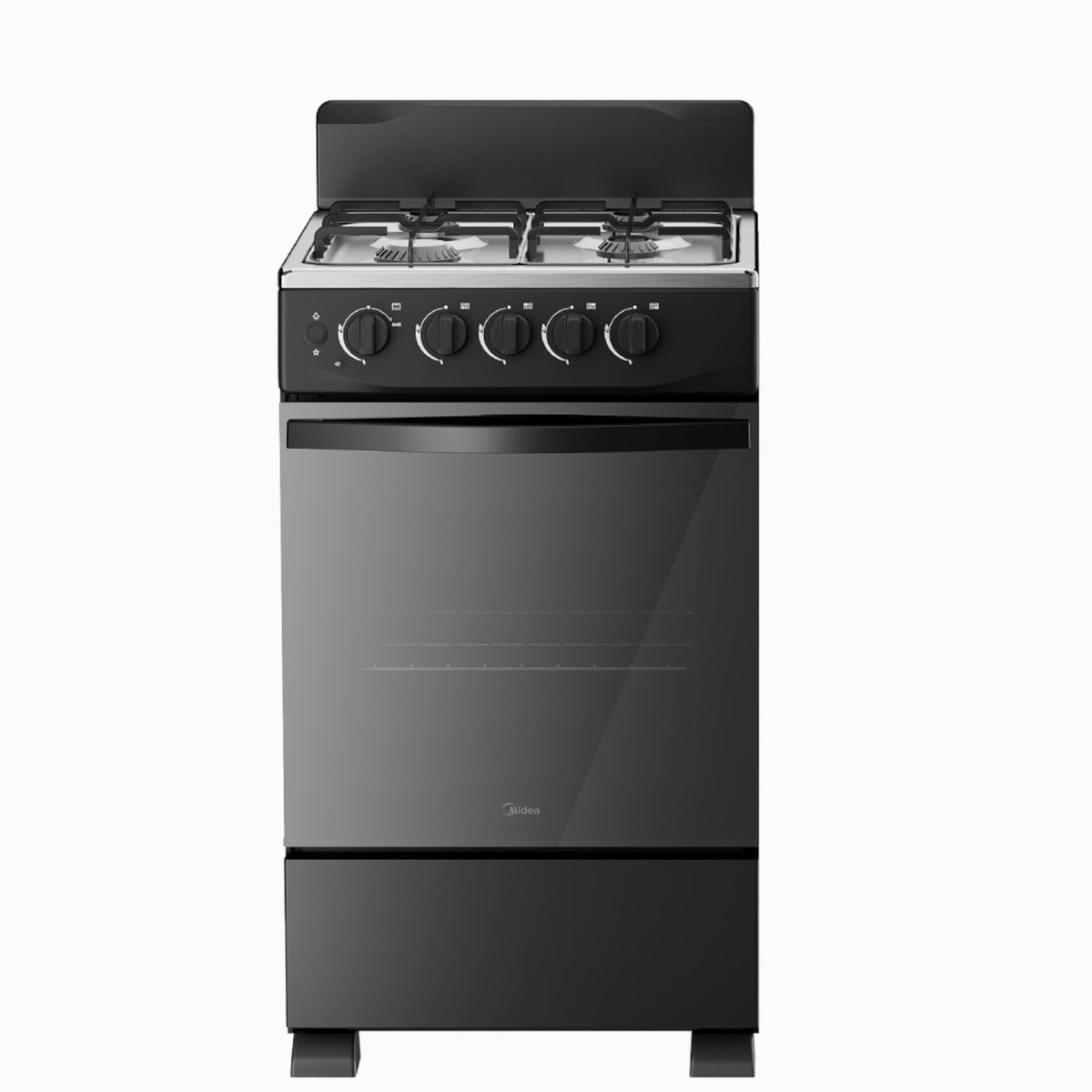 MIDEA - Estufa de Piso Midea 20” 4 Puestos Gas Natural Negra MGS20FS1BFAWMG-CO