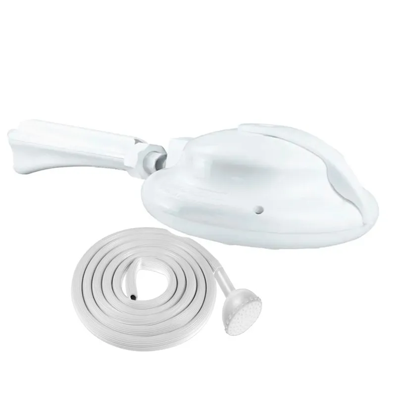 BOCCHERINI - Ducha Maxi Zent con selector Control De Temperatura Blanca + manguera + Niple