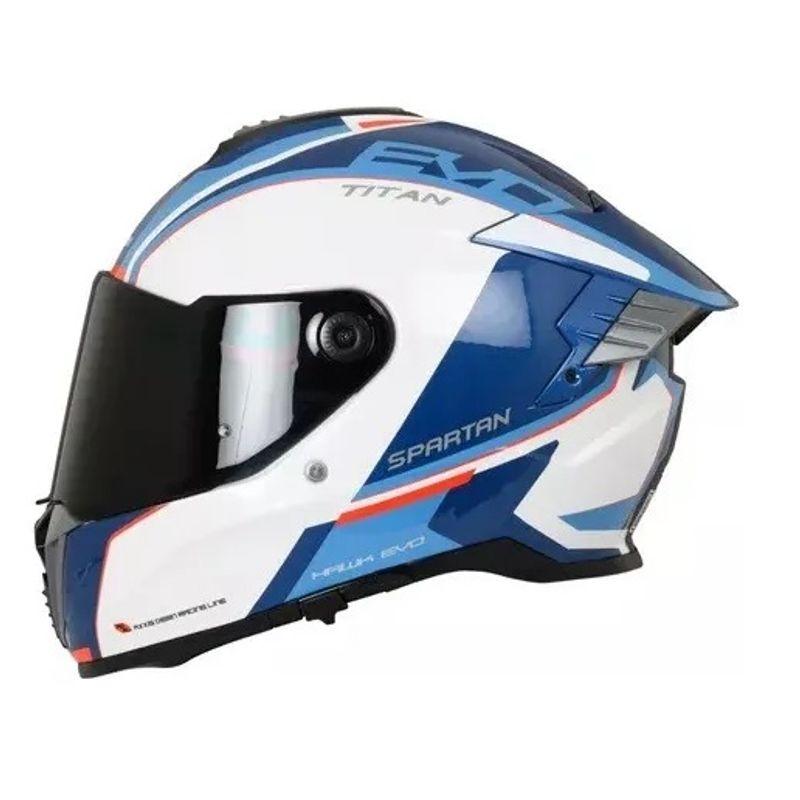 SPARTAN - Casco Spartan Hawk Evo Titan Gafas Internas  Blanco/Azul Talla M