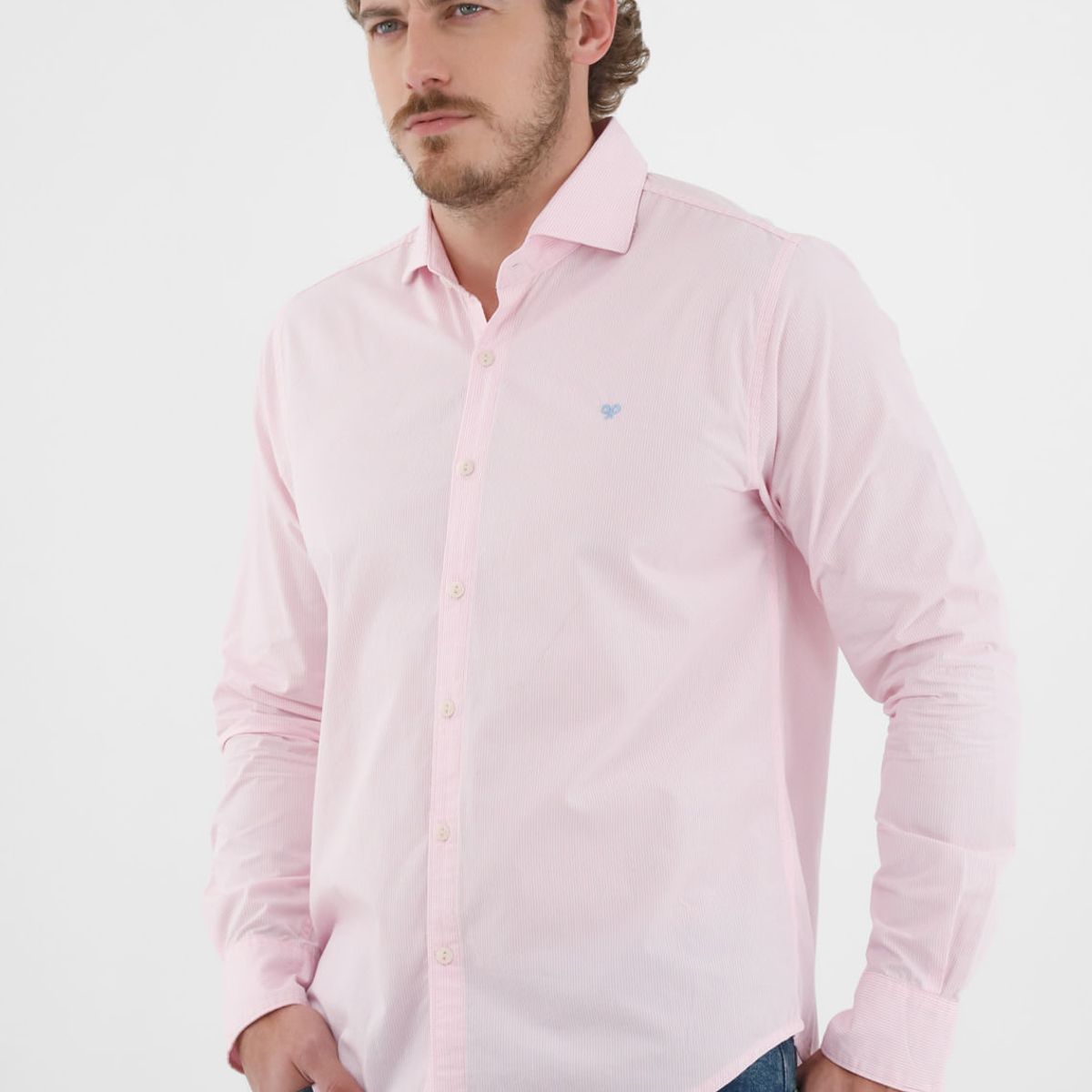 TENNIS - Camisa manga larga rosada para hombre