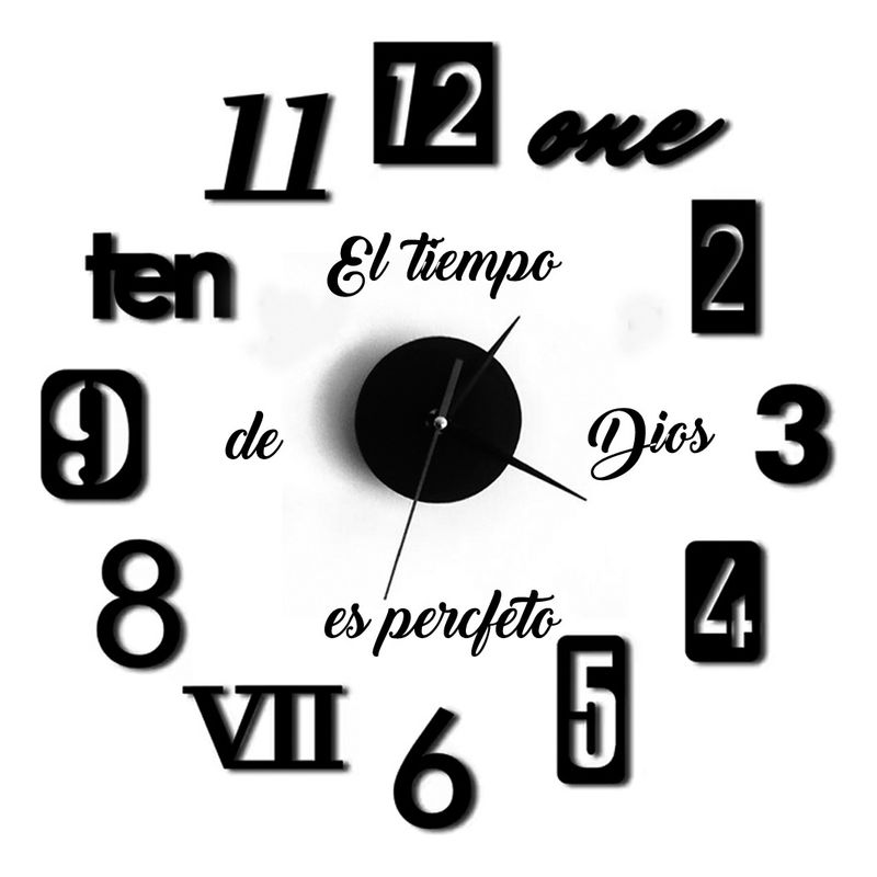 GENERICO - Reloj de pared pequeño más frase Dios Decoración hogar 14