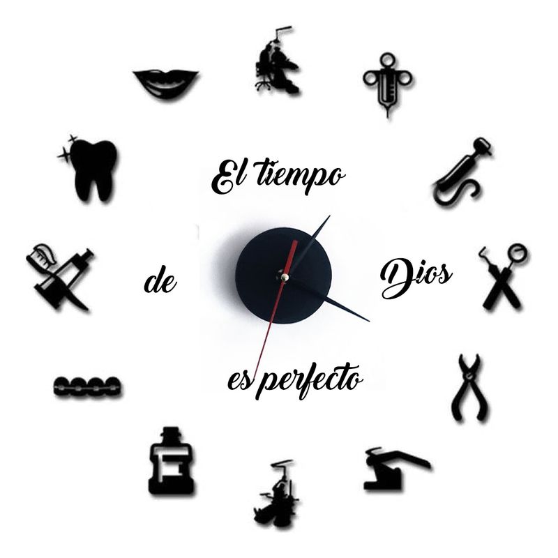 GENERICO - Reloj de pared pequeño 50cm más frase Dios Decoración 27