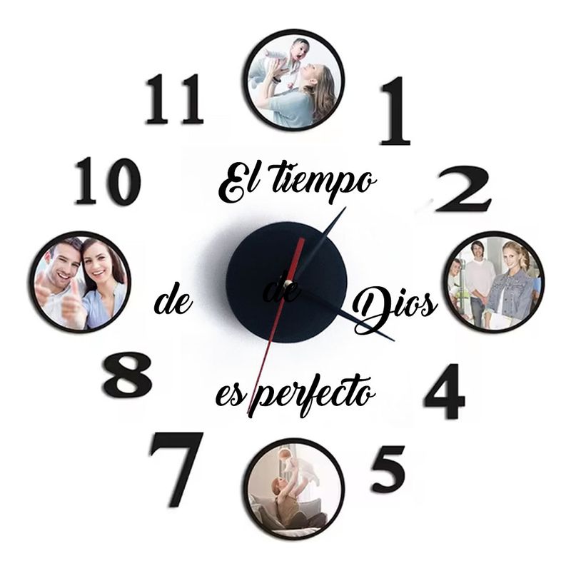 GENERICO - Reloj de pared pequeño 50cm más frase Dios Decoración 28