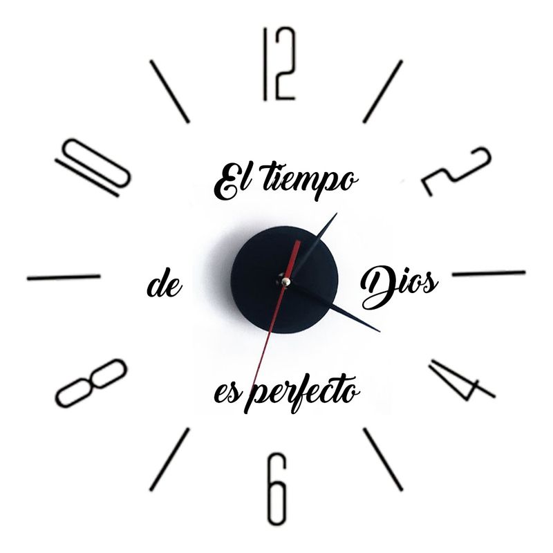 GENERICO - Reloj de pared pequeño 50cm más frase Dios Decoración 32