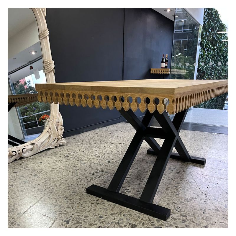22 GRADOS DECORACION - Mesa Comedor Burnheart en Roble y Metal 160x80cm