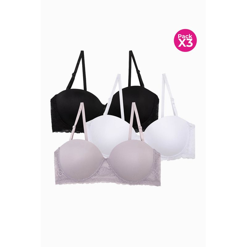 LILI PINK - Brasier diseño strapless paquete x3 en microfibra
