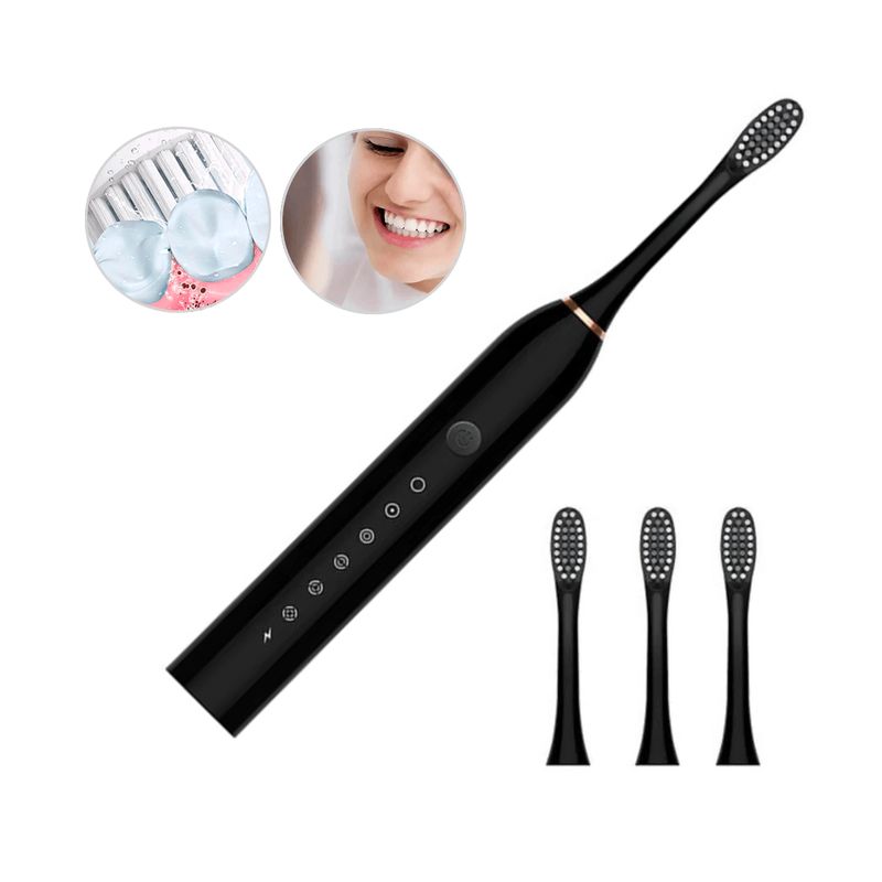 GENERICO - Cepillo De Dientes Eléctrico 4 Cabezales Carga Rápida Negro
