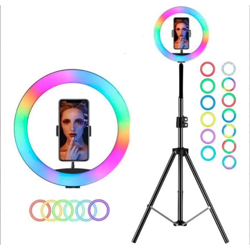GENERICO - Lampara aro de luz 33 cms Rgb con tripode y control bluetooth