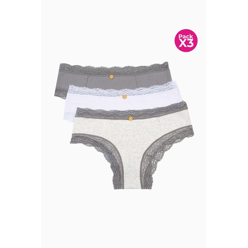 LILI PINK - Panty hipster paquete x3 en encaje