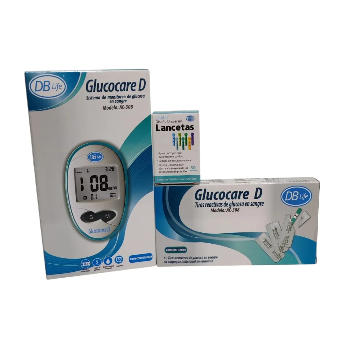 LIFE - GLUCOMETRO DB LIFE CON 50 TIRAS 50 LANCETAS