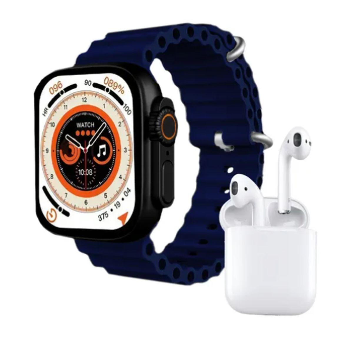 INNOVA - Smartwatch Serie 8 Max Con Audífono Mega Bass 2 Pulsos Azul Negro