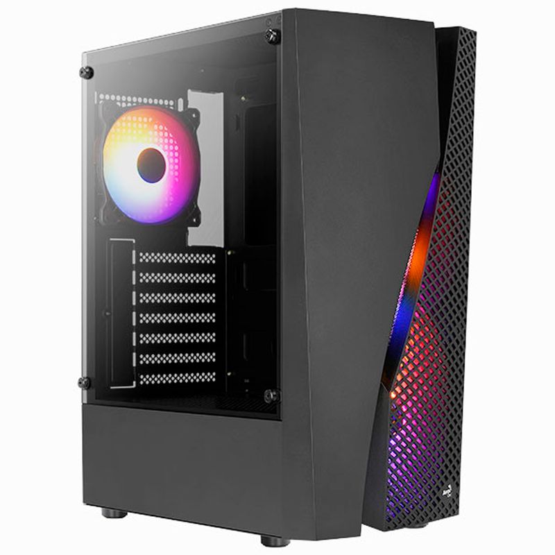 AEROCOOL - Caja Gamer Atx Aerocool Wave Negro + 4 Fans Argb