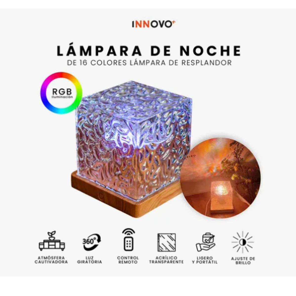 INNOVA - Lampara Proyectora De Luz Aurora Boreal Decoración Ambienta Rgb