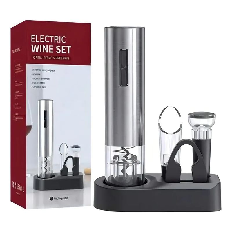 GENERICO - Kit descorchador de Vino Eléctrico de Lujo