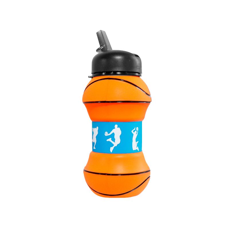 GENERICO - Botella De Agua 500ml Plegable de Siliconado de Basquet Naranja