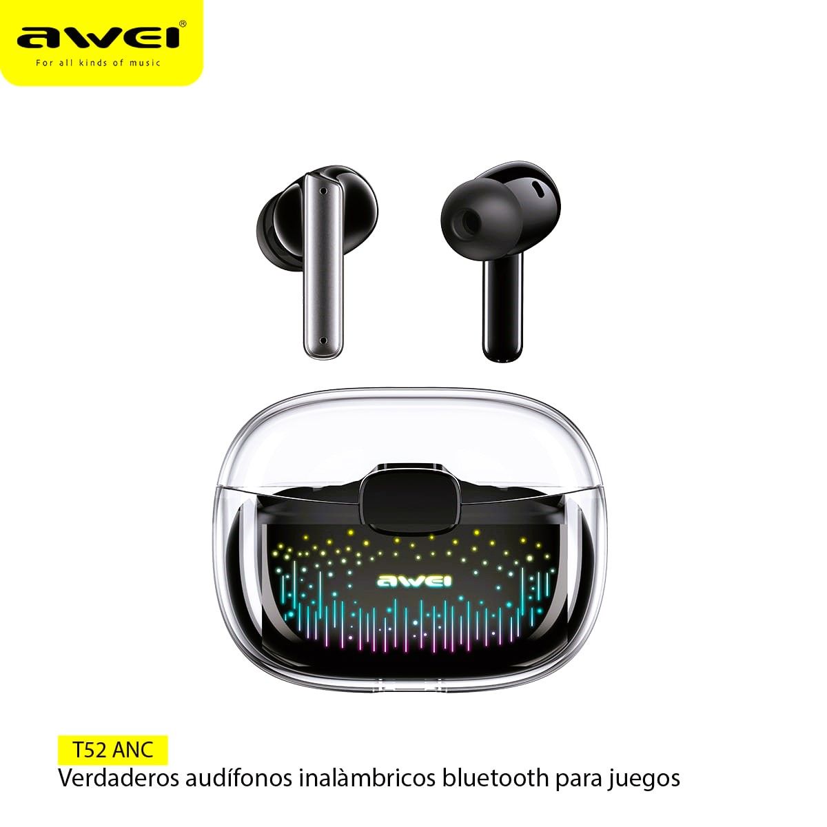 AWEI - Audifonos TWS  Bluetooth T52 ANC Cancelación Ruido IPX6