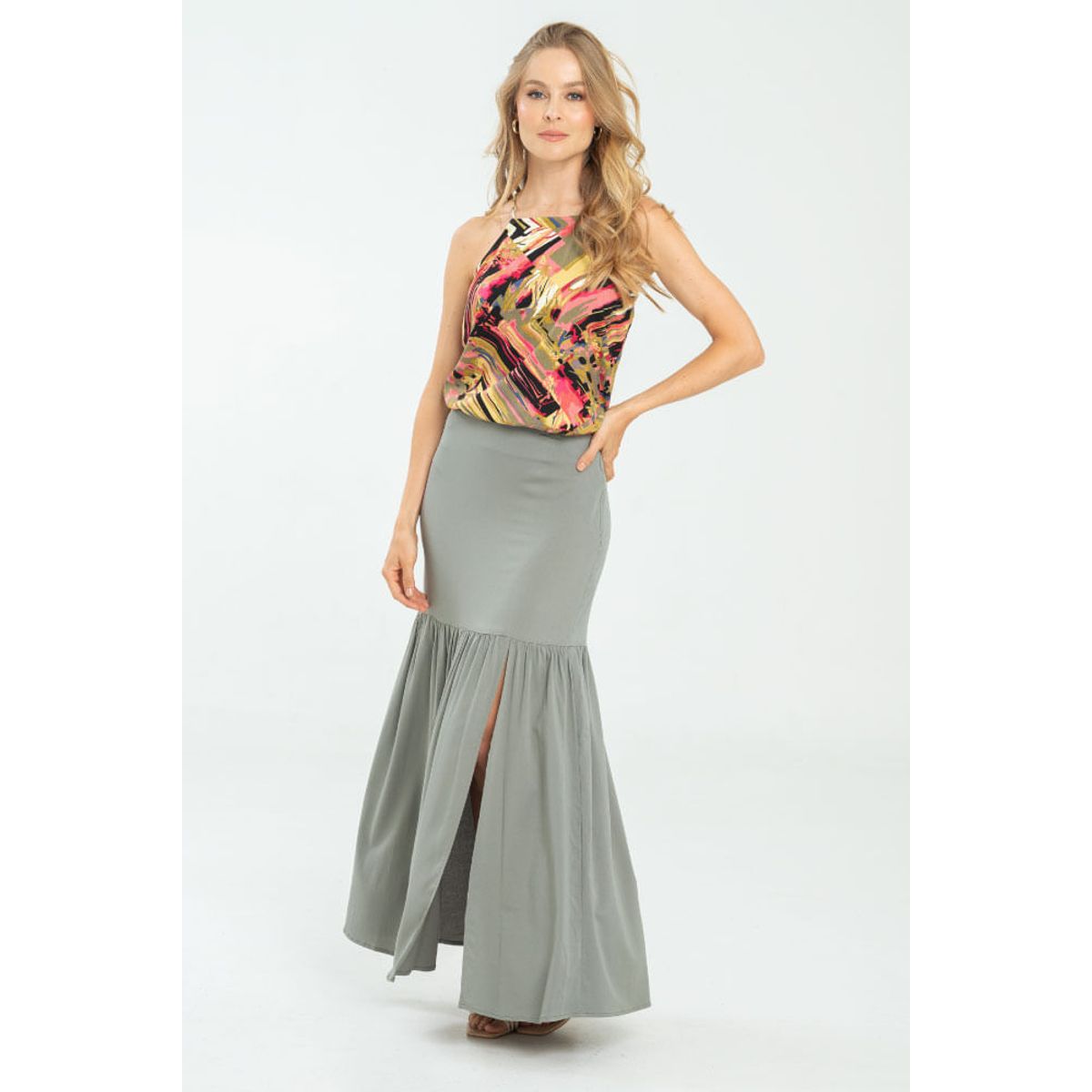 RAGGED - Falda macarena Verde salvia Ragged