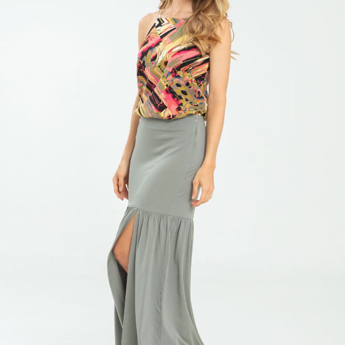 RAGGED - Falda macarena Verde salvia Ragged