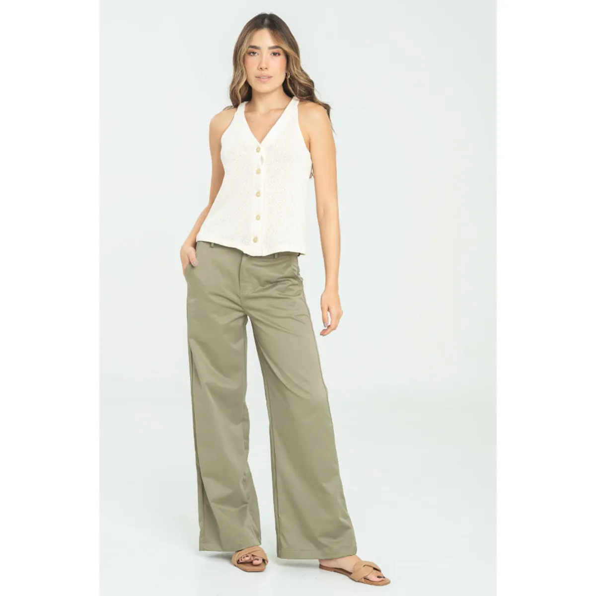 RAGGED - Pantalon antonia Verde salvia Ragged.