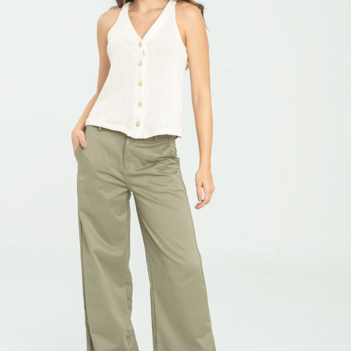 RAGGED - Pantalon antonia Verde salvia Ragged.