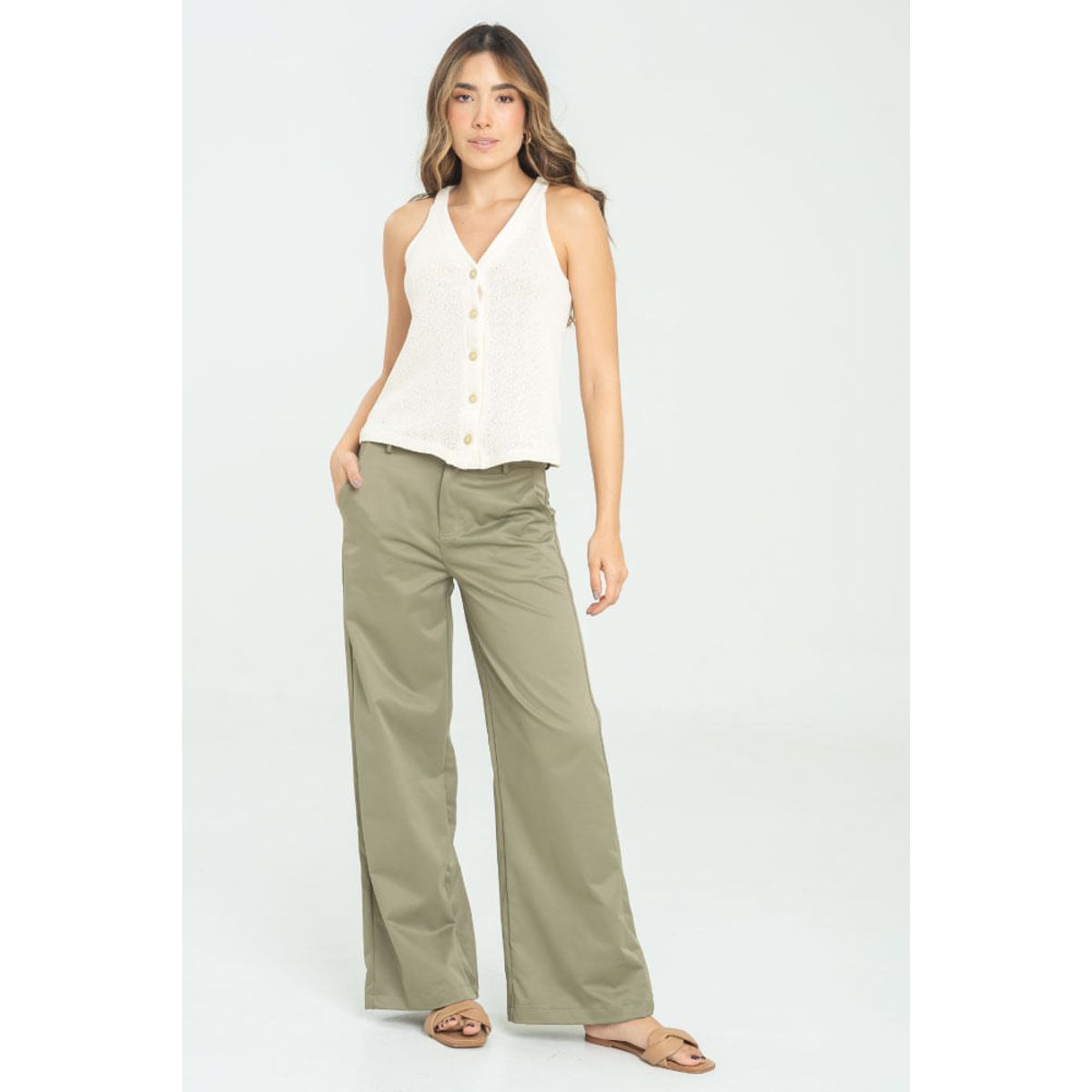 RAGGED - Pantalon antonia Verde salvia Ragged.