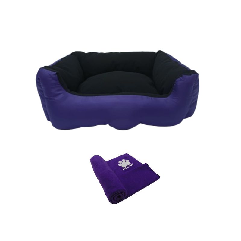 HALLY PET - Cama Gigante Impermeable Mas Cobija Grande Morado