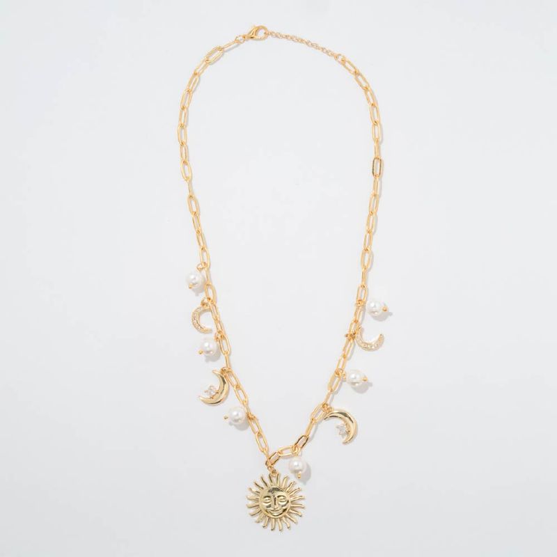 ENIGMA - Collar Claridad Dorado con Perlas para Mujer