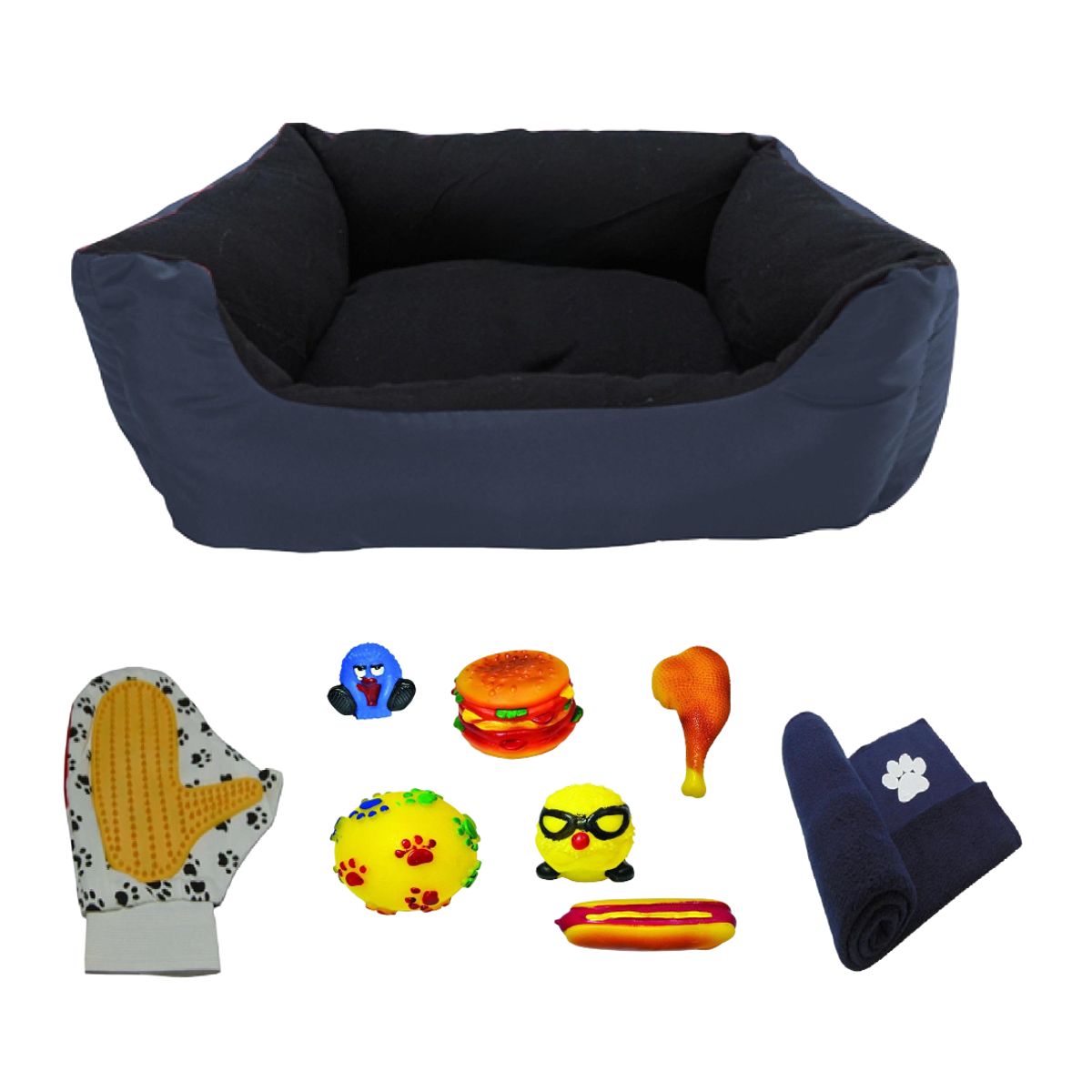 HALLY PET - Cama Gigante Impermeable Mas Cobija Grande Mas Guante Mas 1 Juguete Grande