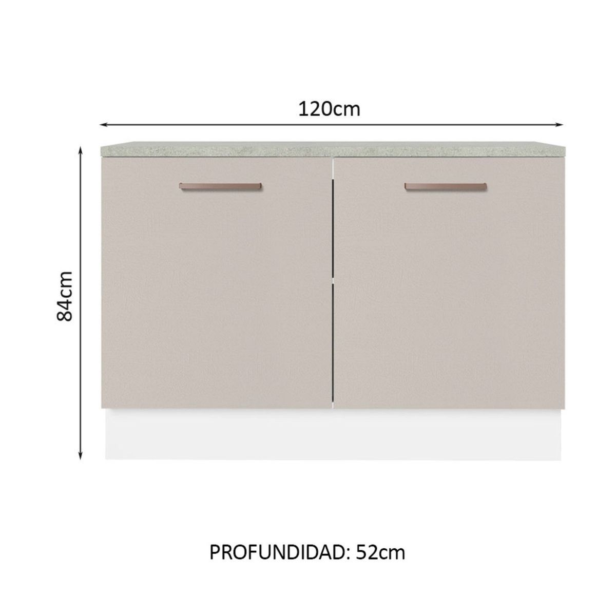 MADESA - Mueble de Cocina Bajo Agata 1.20 m 2 Puertas con Encimera de MDP Blanco/Crema