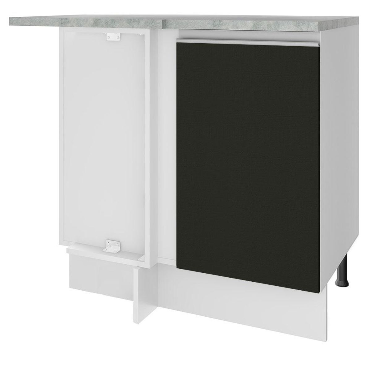 MADESA - Mueble de Cocina Bajo de Esquina Glamy 1 Puerta Blanco/Negro