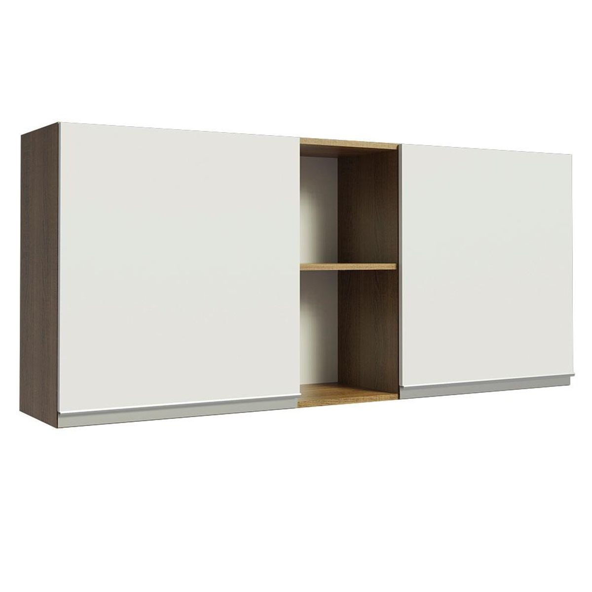 MADESA - Mueble de Cocina Superior Glamy 1.50 m 2 Puertas 2 Nichos Centrales Marrón/Blanco
