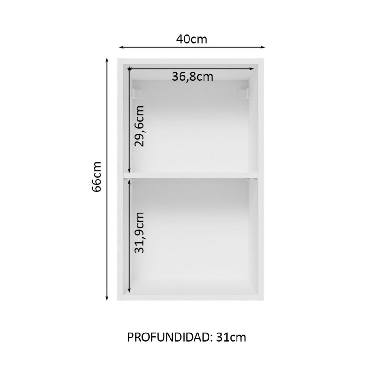 MADESA - Mueble de Cocina Superior Glamy 40 cm 1 Puerta Blanco/Negro