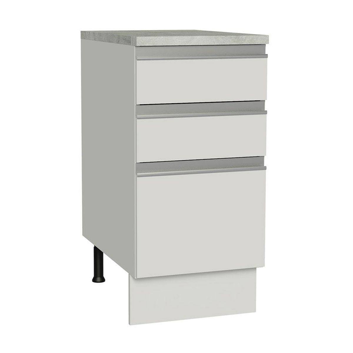 MADESA - Mueble de Cocina Bajo Glamy 3 Cajones 40 cm x 60 cm con Encimera Blanco