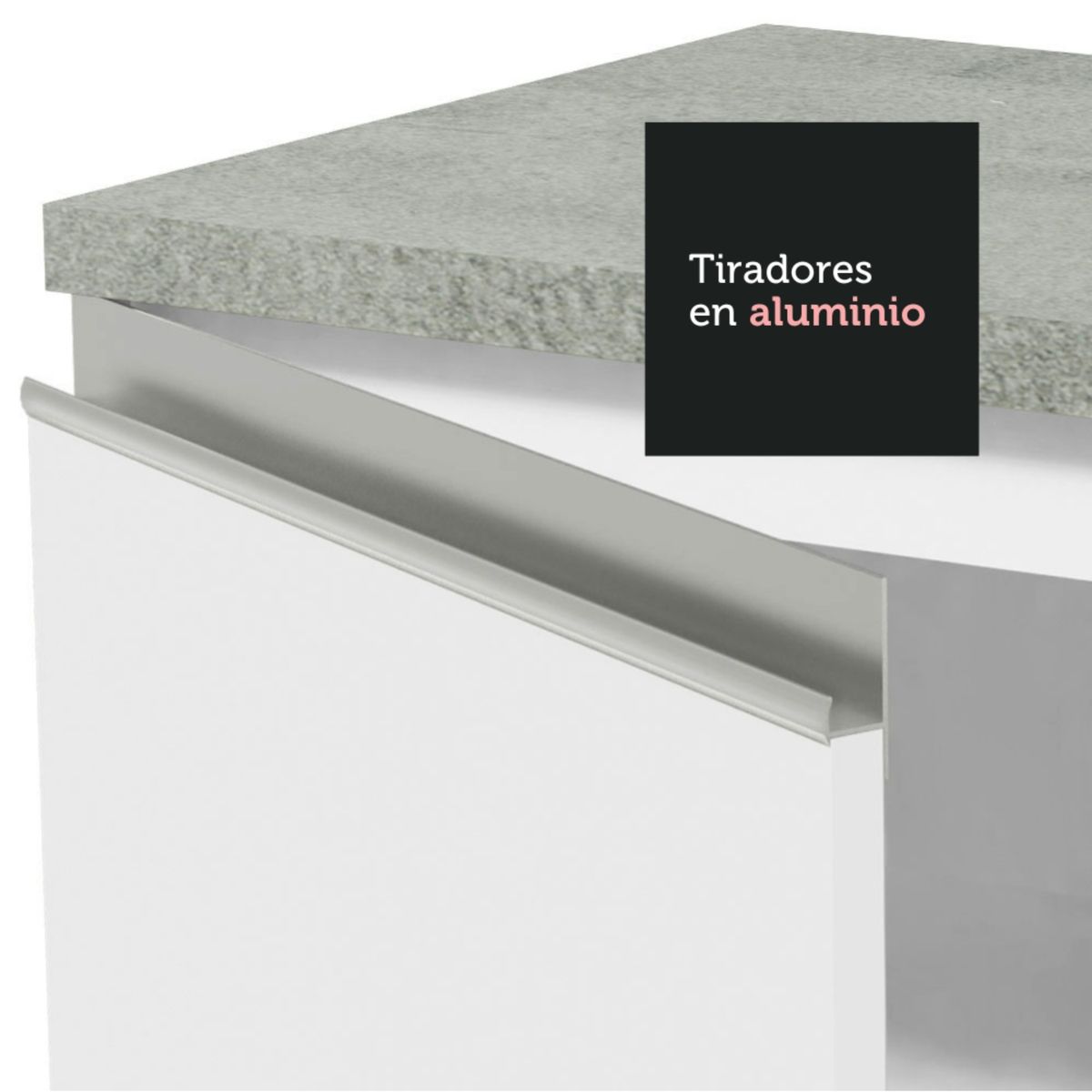 MADESA - Mueble de Cocina Bajo Glamy 3 Cajones 40 cm x 60 cm con Encimera Blanco