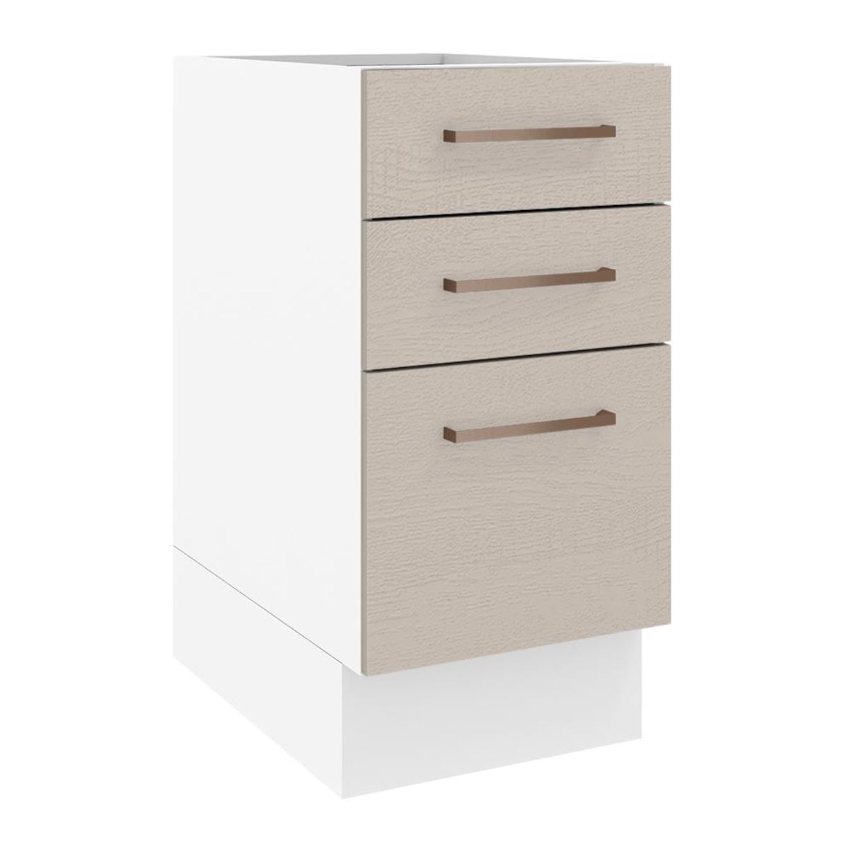 MADESA - Mueble de Cocina Bajo Agata 3 Cajones 40 cm x 60 cm Blanco/Crema (Sin Encimera)