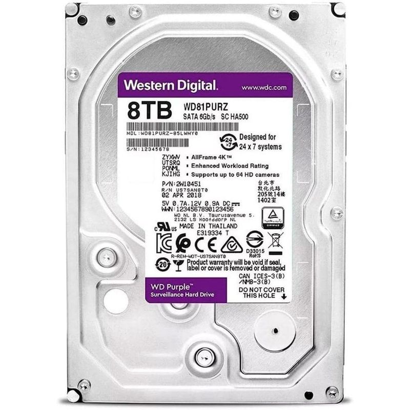 WESTERN DIGITAL - Disco Interno WD Purple 8TB sata dvr o pc