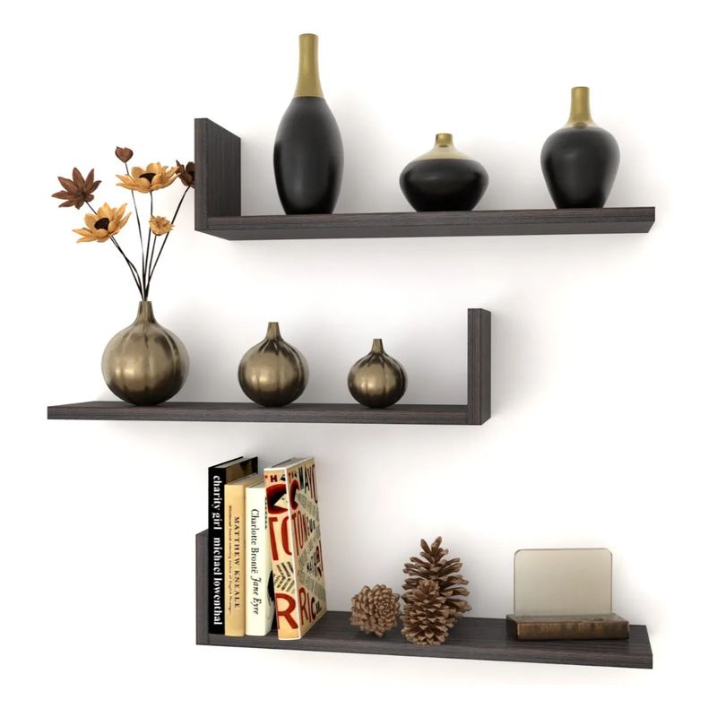 GENERICO - Set 3 Repisa Flotante Siena 15 Cm Fondo - Decoración Moderna