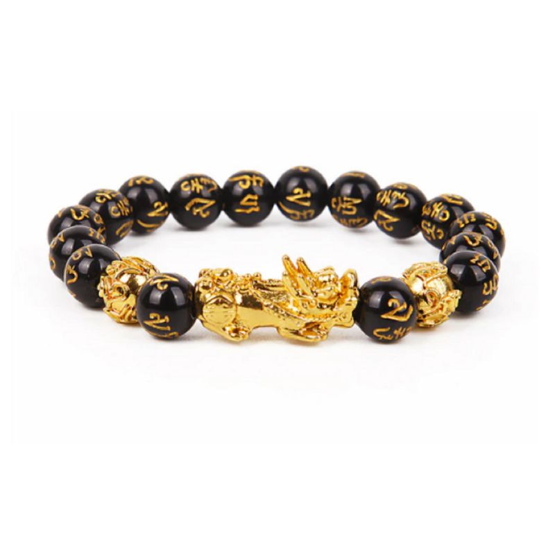 GENERICO - Pulsera Manilla Piedra Obsidiana Suerte Feng Shui