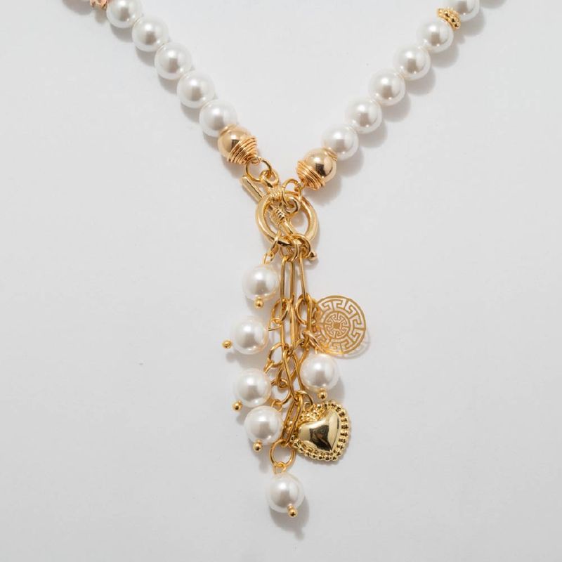 ENIGMA - Collar Firmeza Dorado con Perlas para Mujer