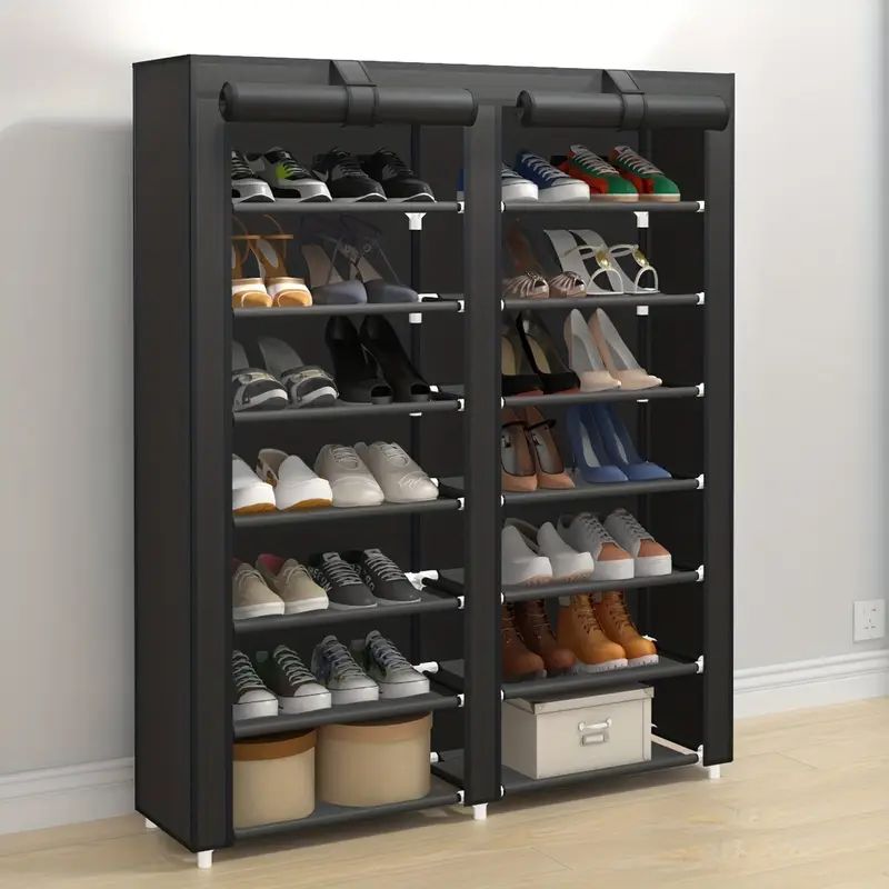 GENERICO - Organizador Zapatos En Tela Doble Zapatero 7 Niveles negro