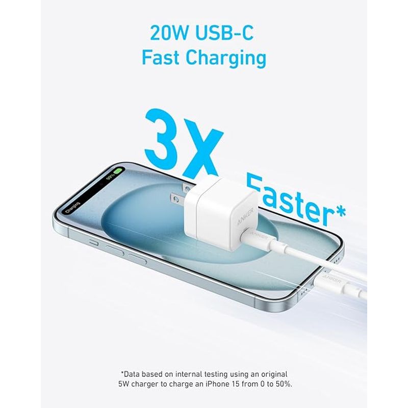 ANKER - Cargador USB C Anker 20W con cable iPhone 1615 y más