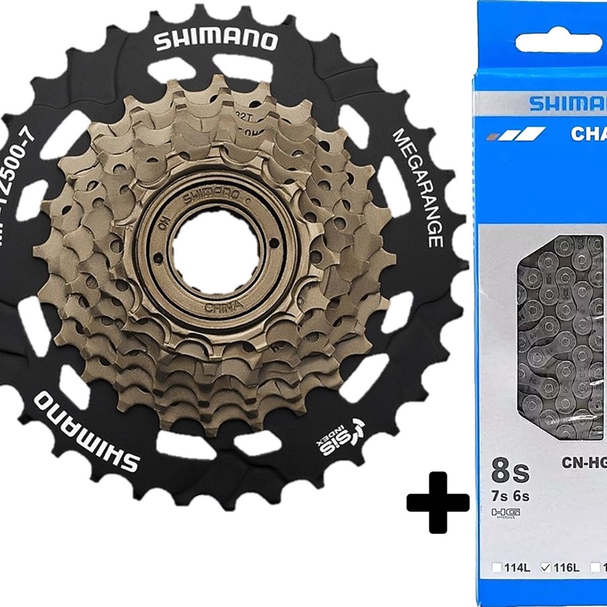 SHIMANO - Pacha Cadenilla Shimano Bicicleta Rosca 7v Tz500 14-34