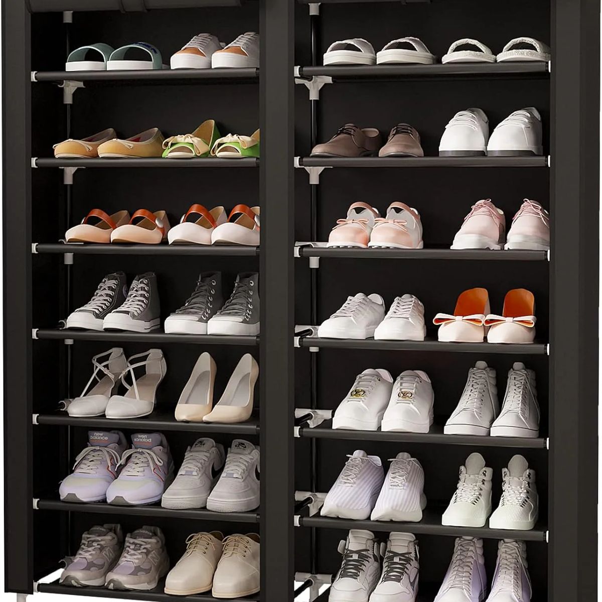 GENERICO - Organizador Zapatos En Tela Doble Zapatero 7 Niveles negro