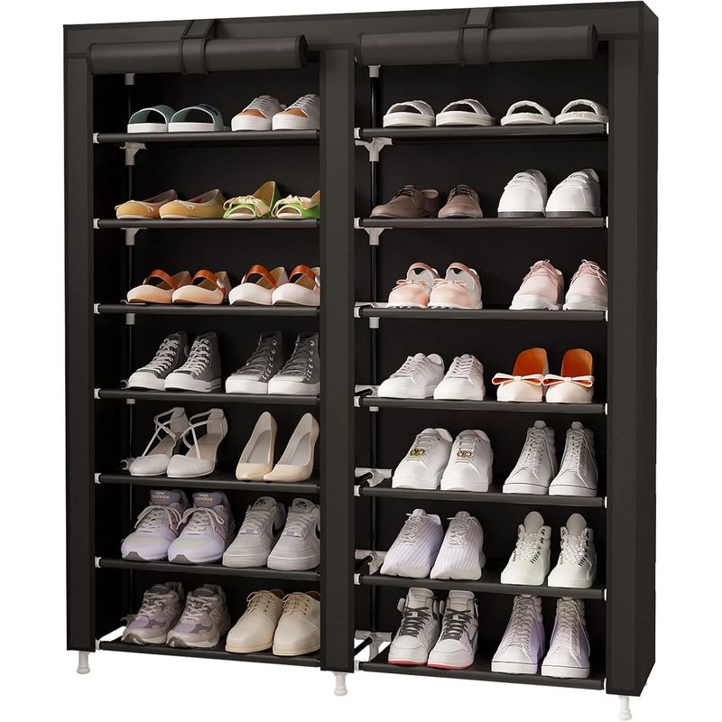 GENERICO - Organizador Zapatos En Tela Doble Zapatero 7 Niveles negro