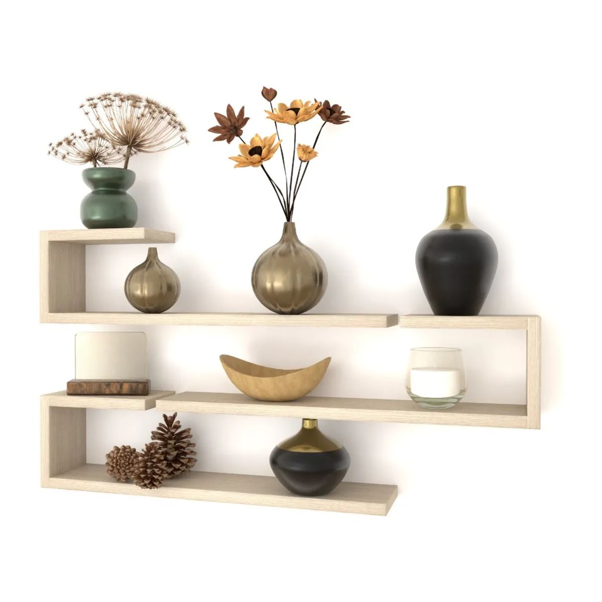 GENERICO - Set 3 Repisas Flotante Modelo C Decoración Moderna