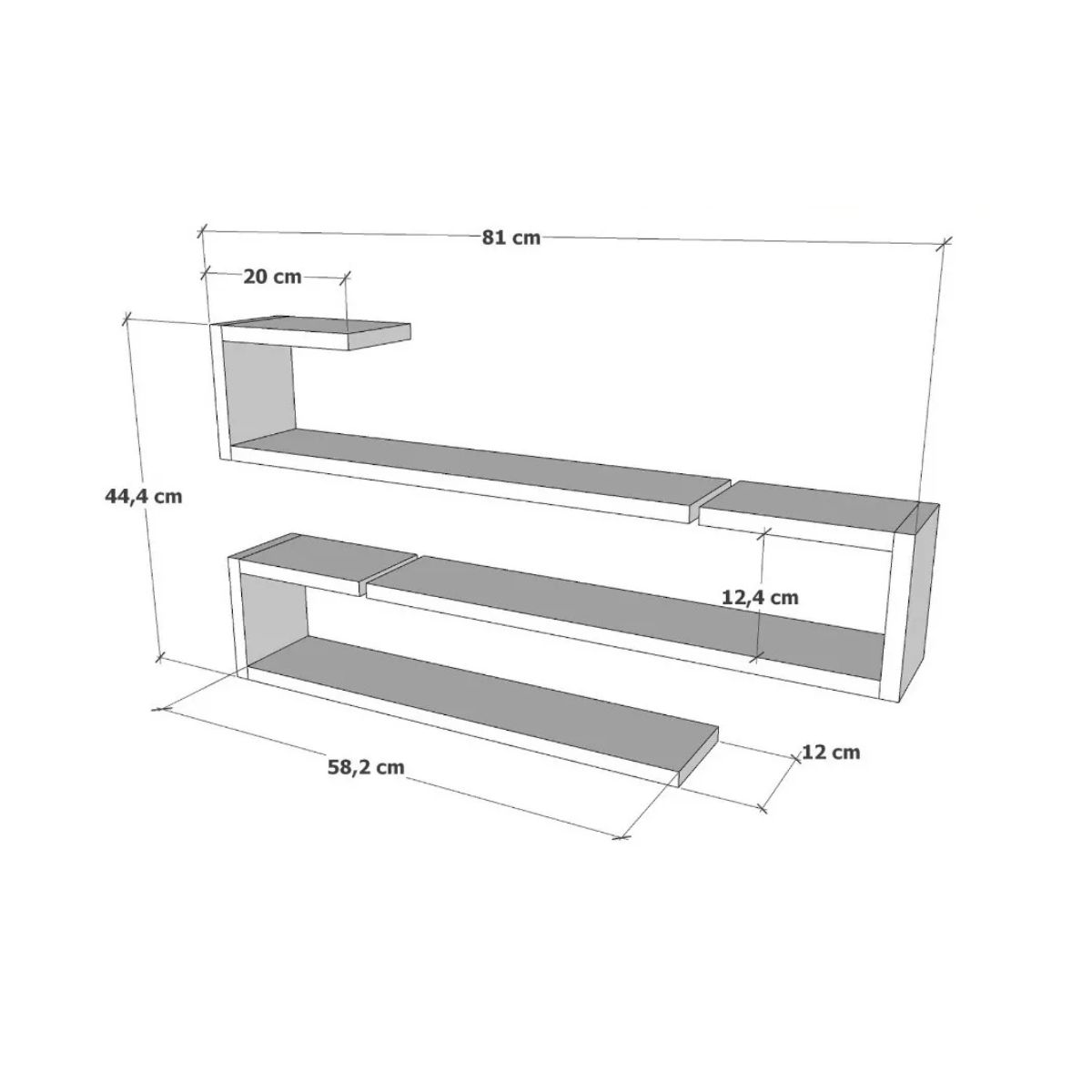 GENERICO - Set 3 Repisas Flotante Modelo C Decoración Moderna