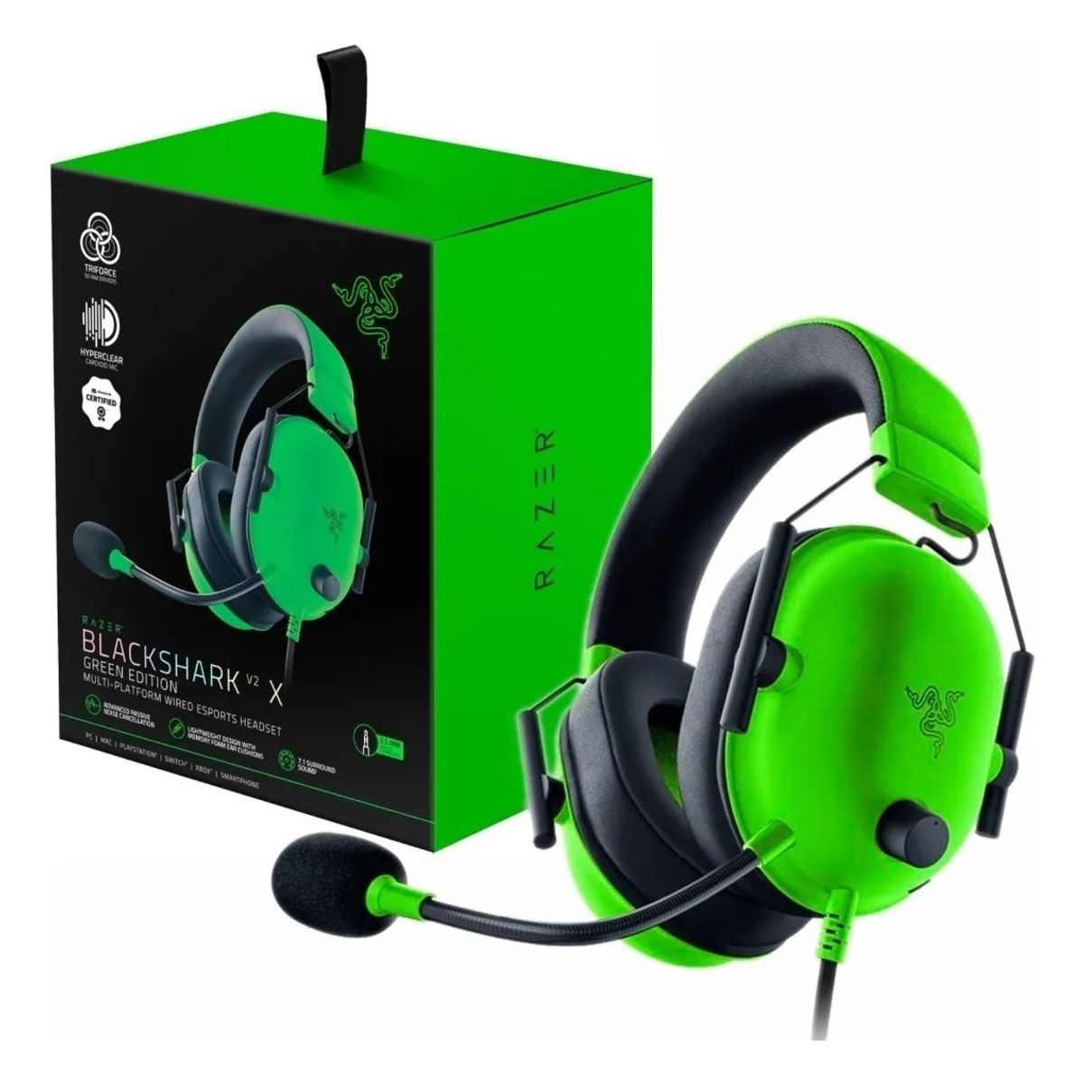 RAZER - Audífonos Diadema Gamer Razer Blackshark V2 X Sonido 7.1 Verde